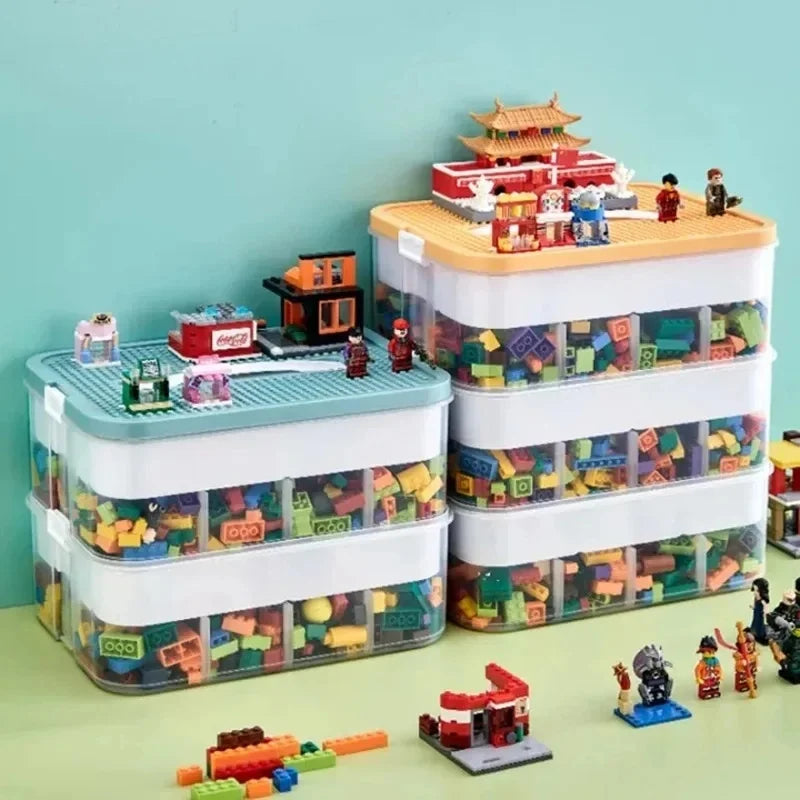 2-Layer Kids Building Block Storage Box & Toy Organizer Toy Storage Box QXL