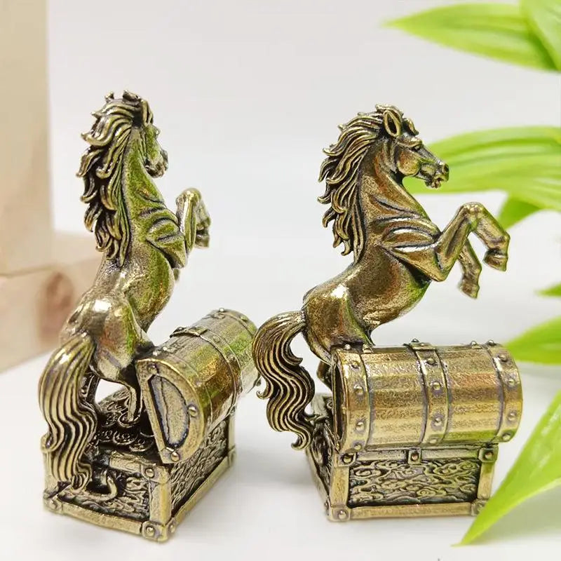Brass Feng Shui Zodiac Horse Statue | Home & Office Decor Decorative Figurine QXL
