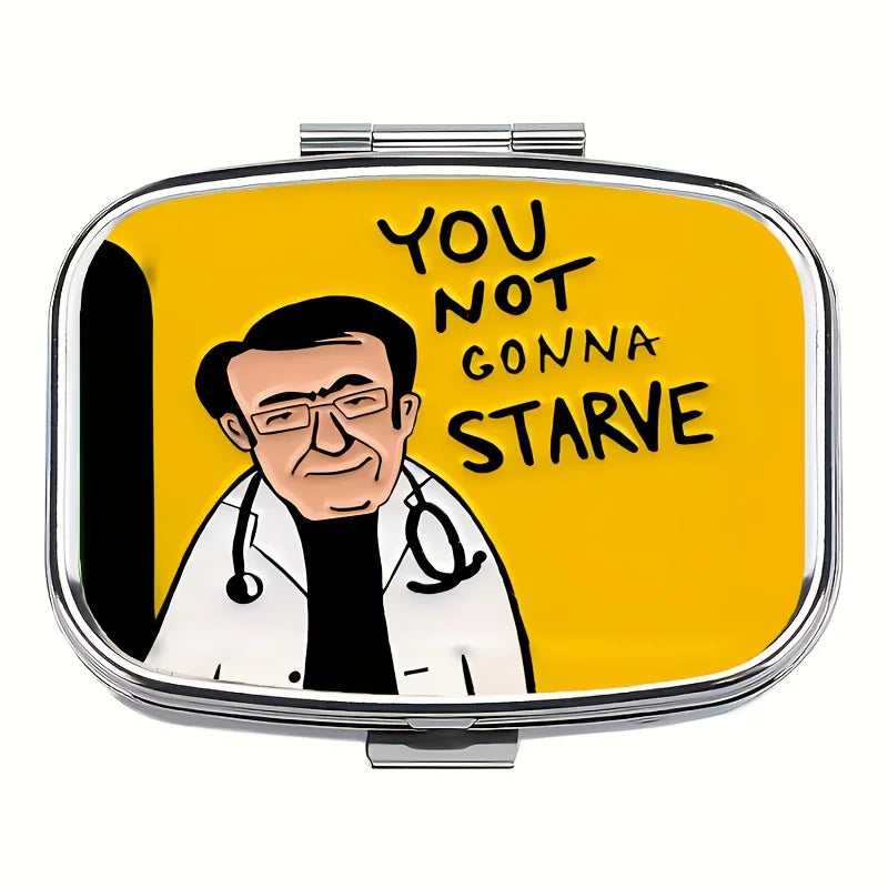 Funny Meme 2-Compartment Pill Box | Vitamins & Supplement Case Novelty Pill Case QXL 1Pc