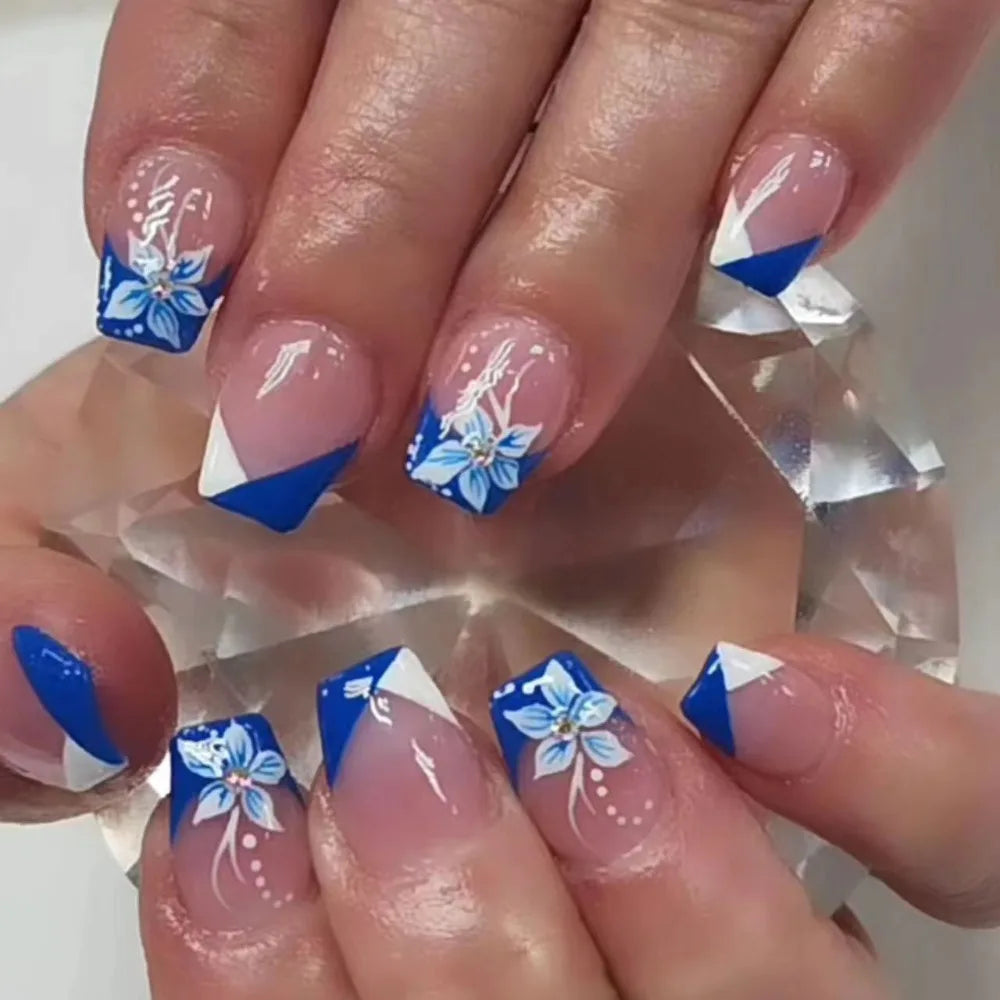 24-Pack Ballerina French Press-On Nails | Short Square Full Cover Press-On False Nails QXL