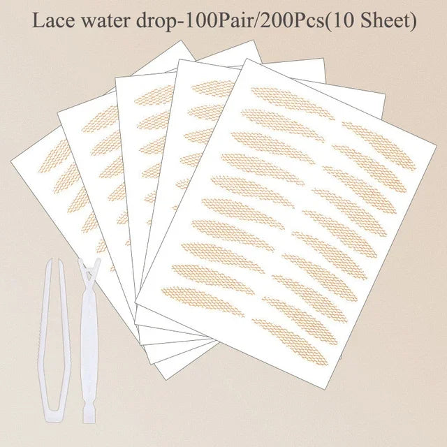 Invisible Double Eyelid Tape Strips – Natural Eye Lift Eyelid Tape Strips QXL Lace-Waterdrop-200pc
