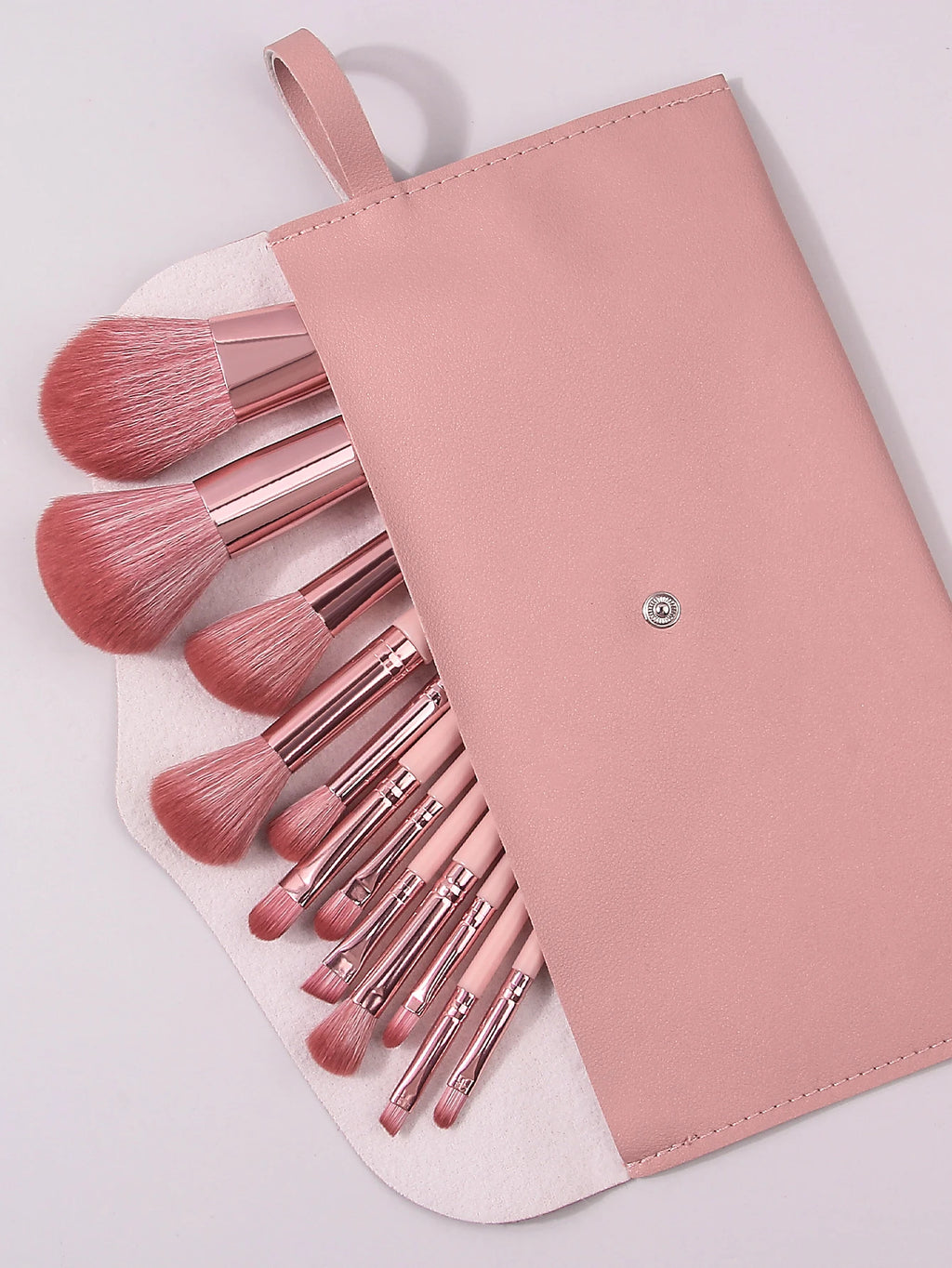 13-Piece Makeup Brush Set with Portable Envelope Bag – Pink Makeup Brush Set QXL