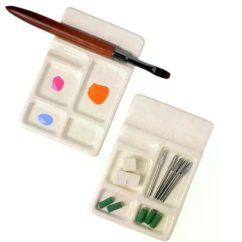 Ceramic Square Nail Art Palette & Brush Holder Tray Nail Art Palette QXL