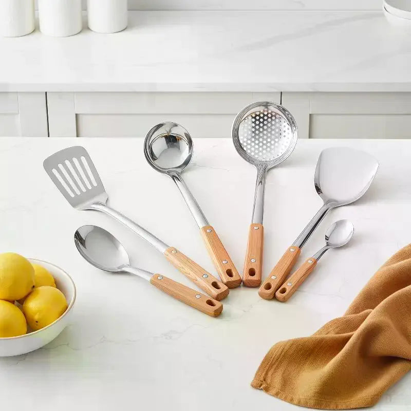 Stainless Steel Wok Spatula Set | Long Handle Kitchen Utensils Wok Spatula Set QXL
