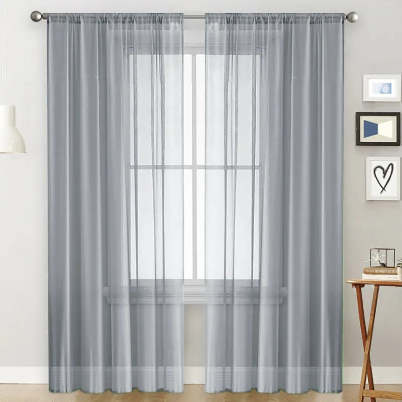 Sheer Voile Curtain Light Filtering Privacy Panel 140x260cm Sheer Voile Curtain QXL Gray 1Pc 140 x 260cm