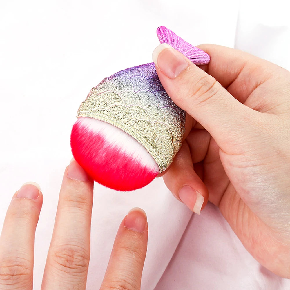 Mermaid Tail Nail Dust Brush | Soft Fishtail Manicure Tool Nail Dust Brush QXL