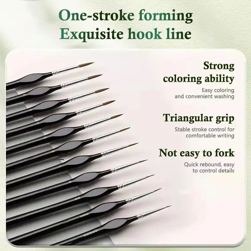 11-Pc Miniature Detail Paint Brush Set | Nylon Liner Brushes Detail Paint Brush Set QXL