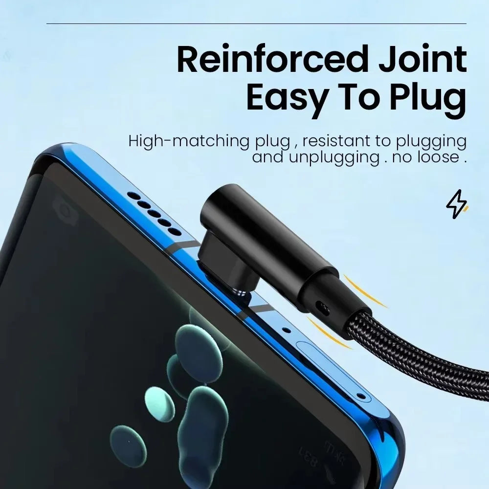 66W 6A 90° Elbow USB-C Fast Charging Cable | 5 Lengths USB-C Charging Cable QXL