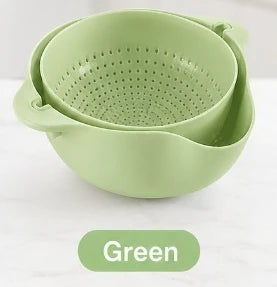 2-Layer Flip Colander Bowl | Kitchen Drain Basket Kitchen Colander Bowl QXL green