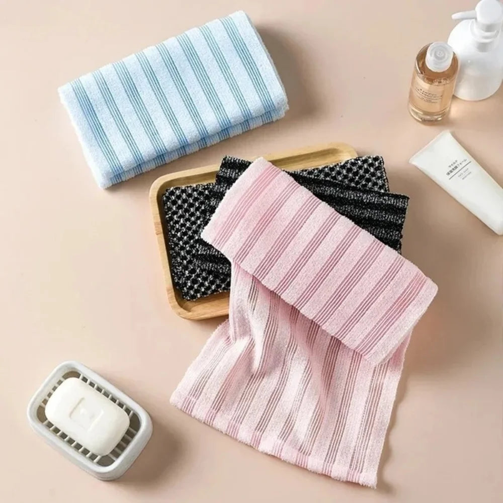 Double-Sided Nylon Exfoliating Back Scrub Towel | Bath Strip Exfoliating Bath Scrub QXL