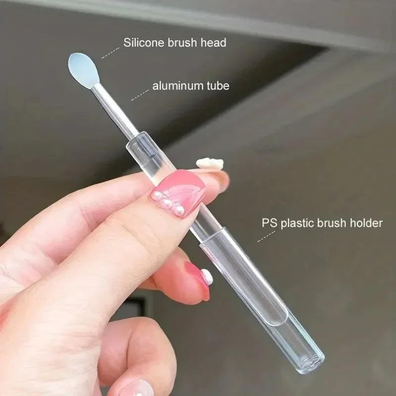8-Pack Silicone Lip & Eyeshadow Brushes with Cap | Makeup Set Silicone Makeup Brushes QXL