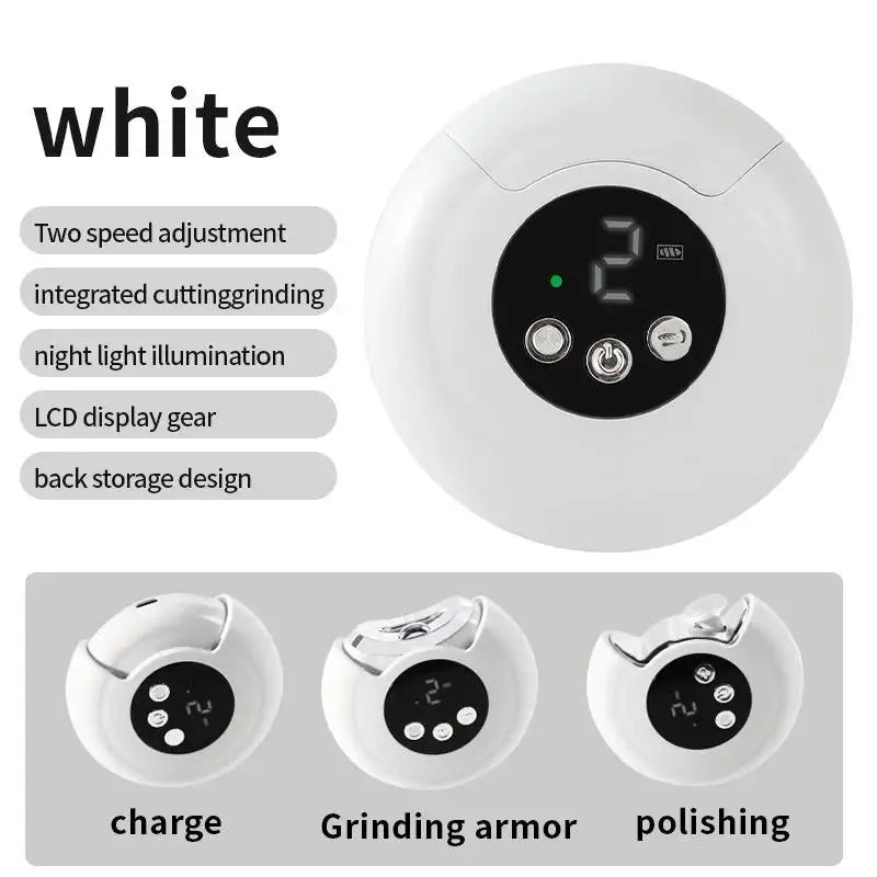 2-in-1 Electric Nail Clipper 360° Rotary Trimmer Kids & Adults Electric Nail Clipper QXL WHITE