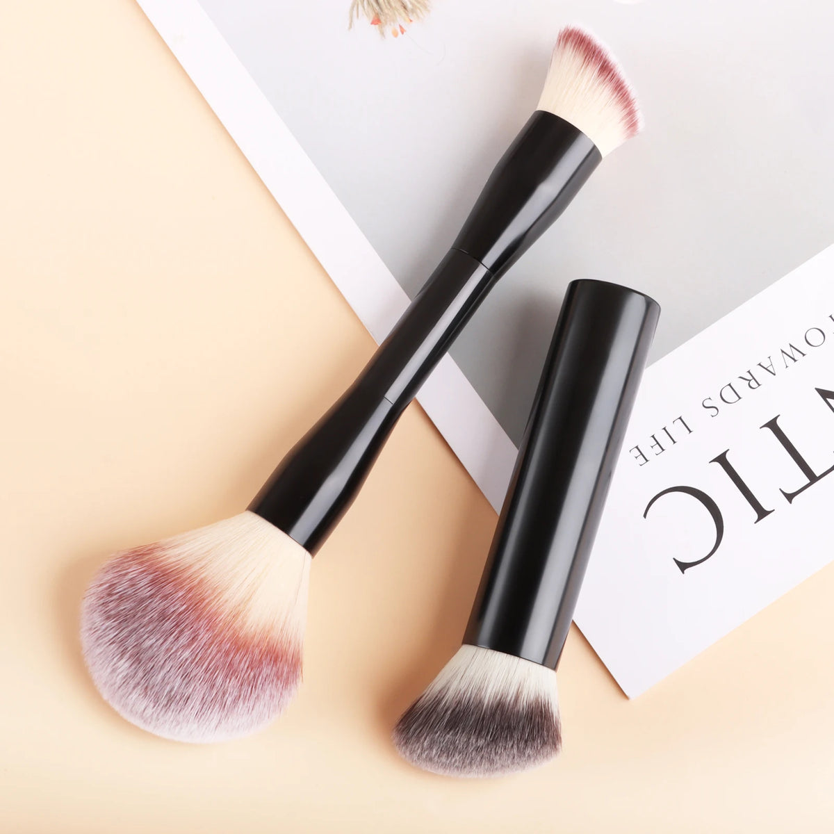 Ronshadow 2-Pc Makeup Brush Set | Powder Blush & Foundation Makeup Brush Set QXL