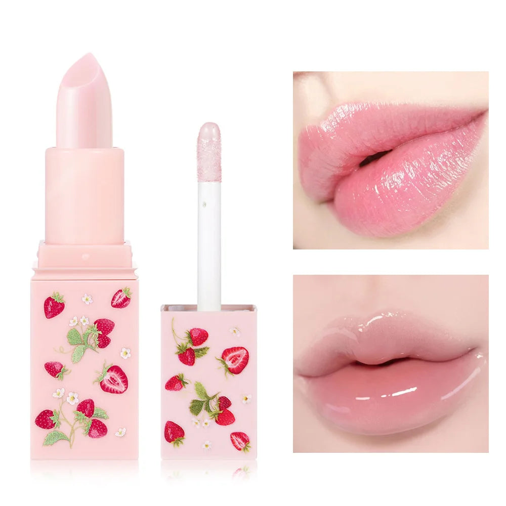 Strawberry Lip Balm & Lip Oil 2-Piece Moisturising Lip Care Set Lip Balm & Lip Oil Set QXL TZKC001