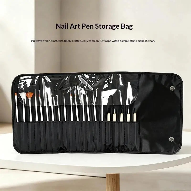 Roll-Up Nail Art Brush Holder & Pen Storage Bag – Waterproof Nail Brush Storage Roll QXL Default Title