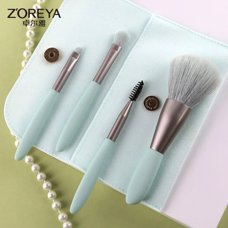 ZOREYA 4-Piece Mini Makeup Brush Set | Colorful Beginner Kit Mini Makeup Brush Set QXL