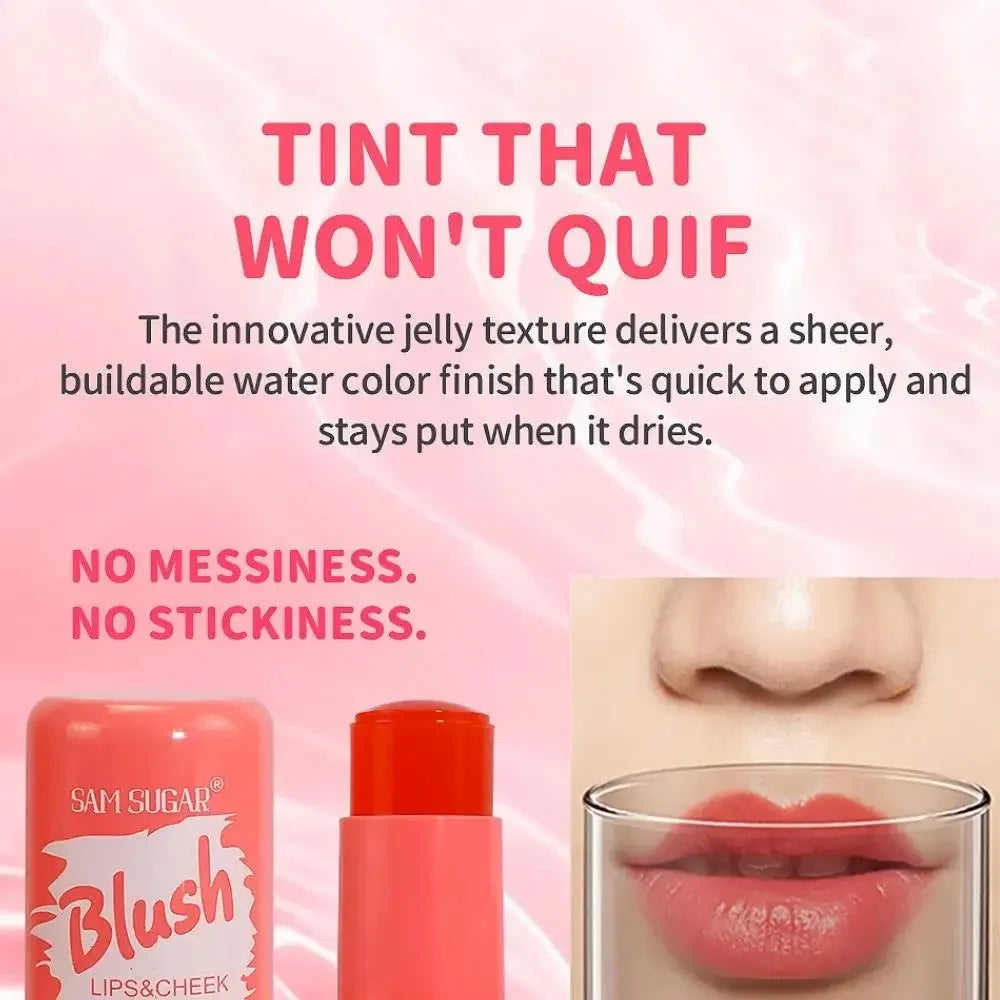 SAM SUGAR Jelly Blush Stick – 3-in-1 Lip & Cheek Tint 4 Colors Jelly Lip & Cheek Tint QXL