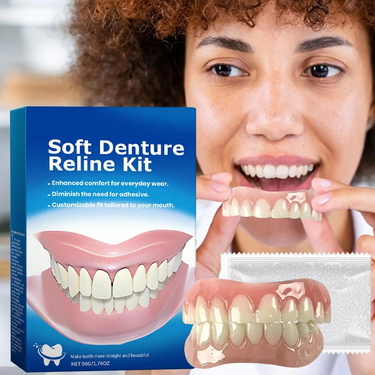 Soft Silicone Denture Kit | Upper & Lower Adult Teeth Set Silicone Denture Kit QXL