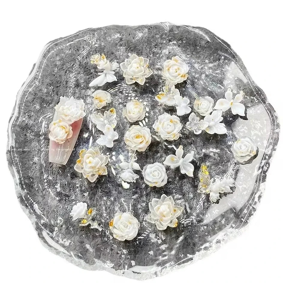 20-Pc 3D Flower & Butterfly Nail Charms | Korean DIY Nail Art Nail Art Charms QXL