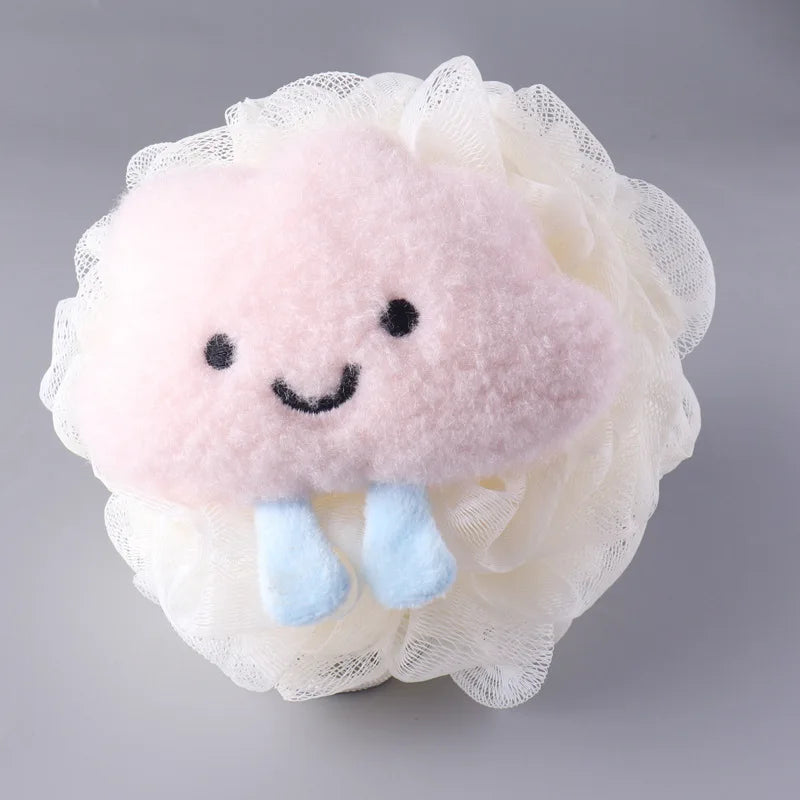 Cloud Cartoon Bath Sponge | Soft PE Scrubbing Bubble Net Ball Bath Sponge QXL Pink