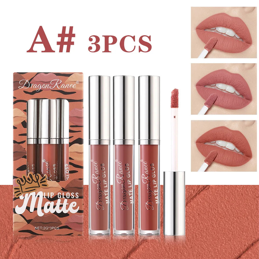 Dragon Ranee 3-Pack Matte Liquid Lipstick Set | Long-Lasting Liquid Lipstick Set QXL A