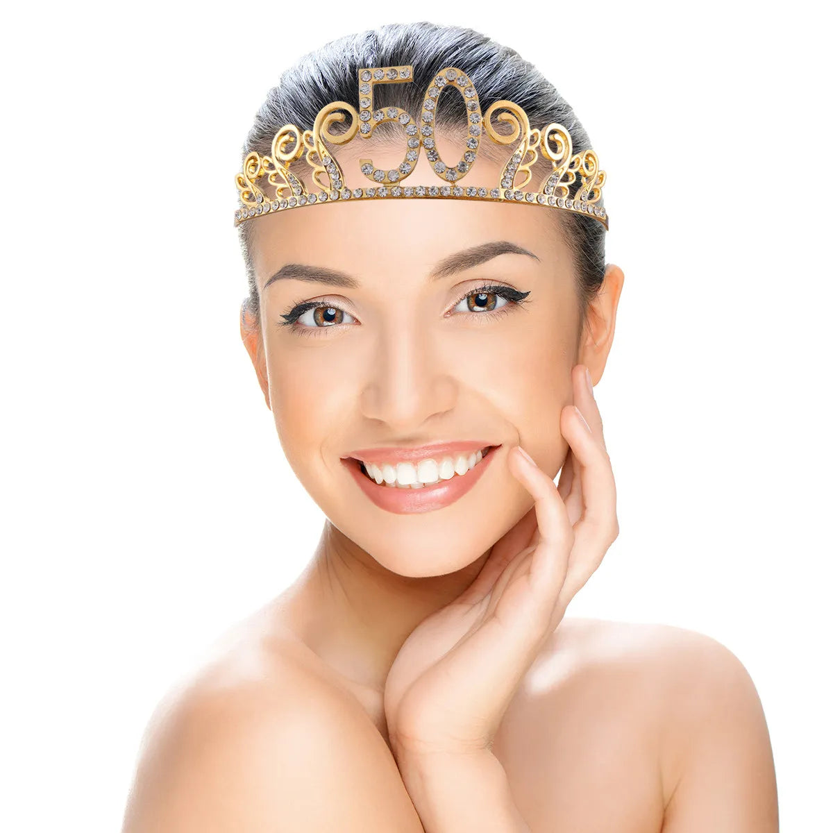 Gold Rhinestone Tiara Crown | 50th Birthday Hair Comb Birthday Tiara Crown QXL