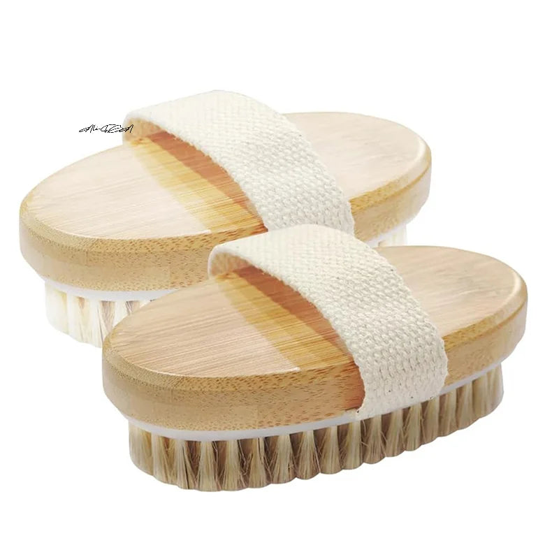 Natural Bristle Body Brush – Wet & Dry Skin Exfoliator Body Exfoliating Brush QXL