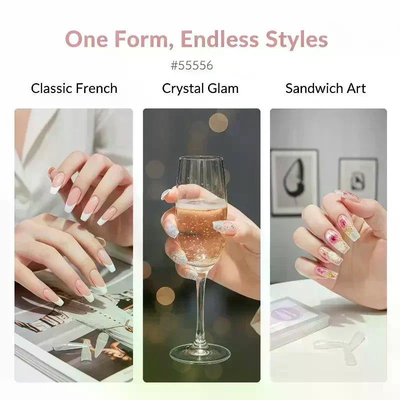 140-Pc Dual Form French Nail Extension Kit | DIY Manicure Nail Extension Forms QXL