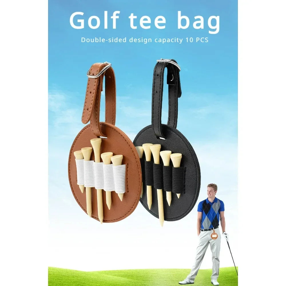 Leather Golf Tee Pouch | Double-Sided Bag with Belt Clip Golf Tee Pouch QXL