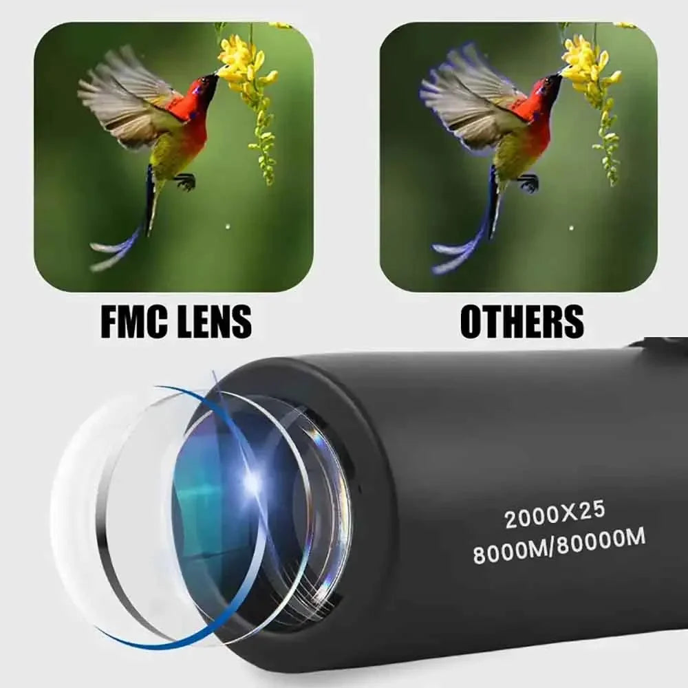 2000x25 HD Monocular Telescope | Portable Birdwatching & Camping Monocular Telescope QXL
