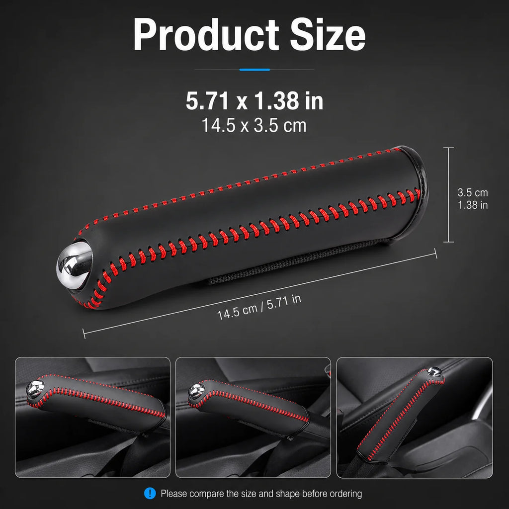 Leather Car Handbrake Cover | Anti-Slip Grip Sleeve Protector Handbrake Cover QXL