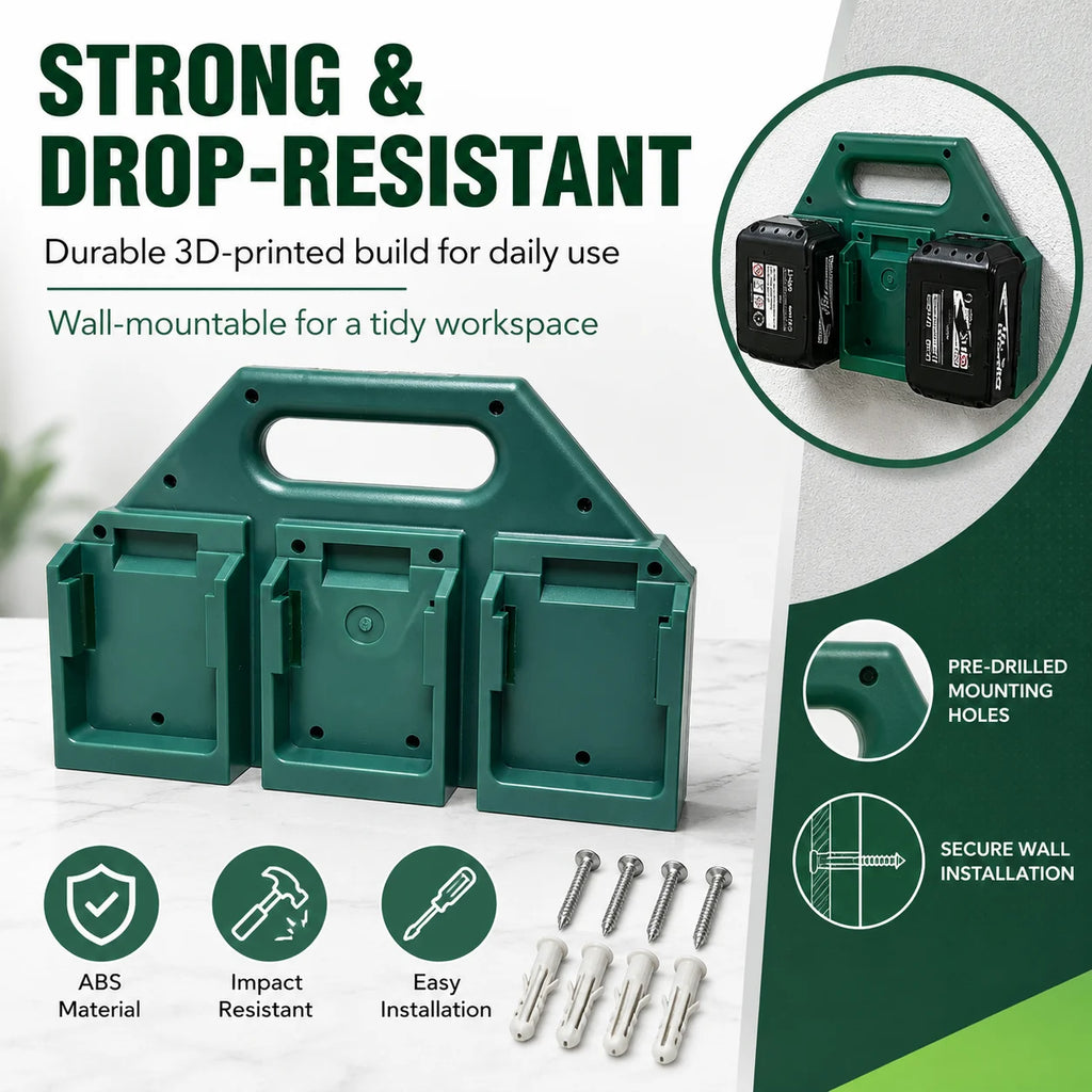 Makita 18V Battery Storage Rack | 2 or 3 Slot Holder Stand Battery Holder Stand QXL