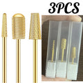 3-Pack Gold Tungsten Carbide Nail Drill Bits | Gel Removal Nail Drill Bits QXL Kit-3PCS