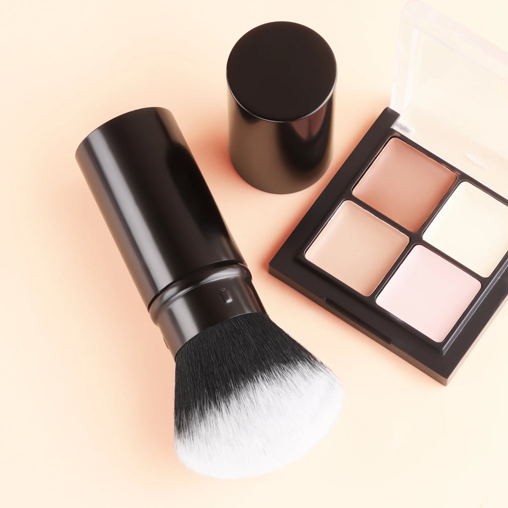 Ronshadow 3-Pc Retractable Powder Brush, Blush Brush & Sponge Makeup Brush Set QXL