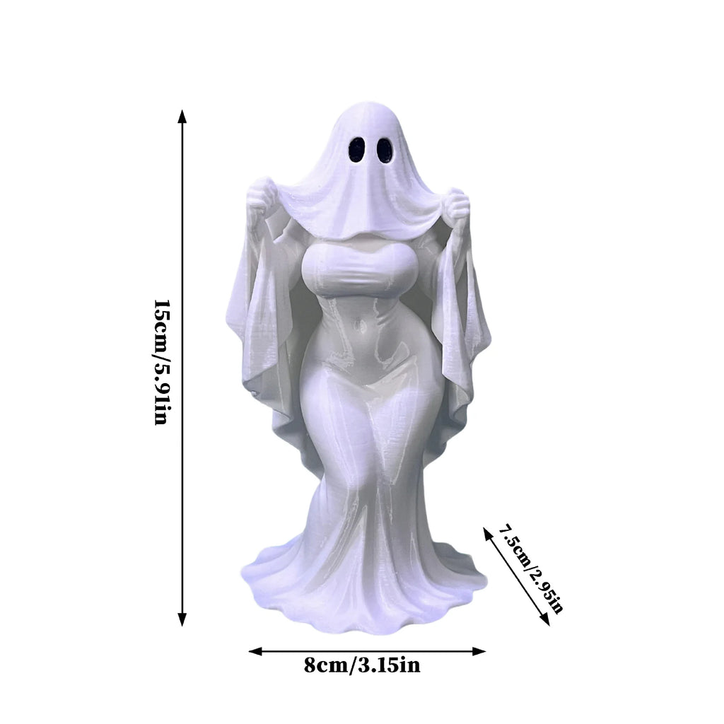 Halloween Ghost Lady Resin Ornament | Spooky Home Decor Halloween Resin Ornament QXL