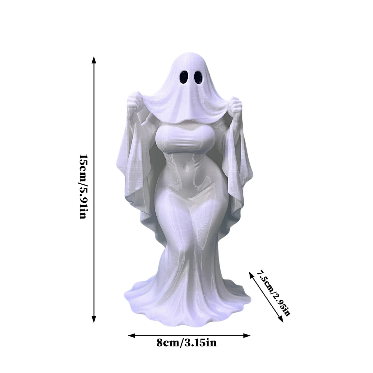 Halloween Ghost Lady Resin Ornament | Spooky Home Decor Halloween Resin Ornament QXL