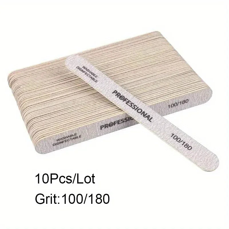 Wooden Nail File Buffer Blocks 100/180/240 Grit | 10–50 Pack Nail File Buffer Block QXL 100 180 10PCS