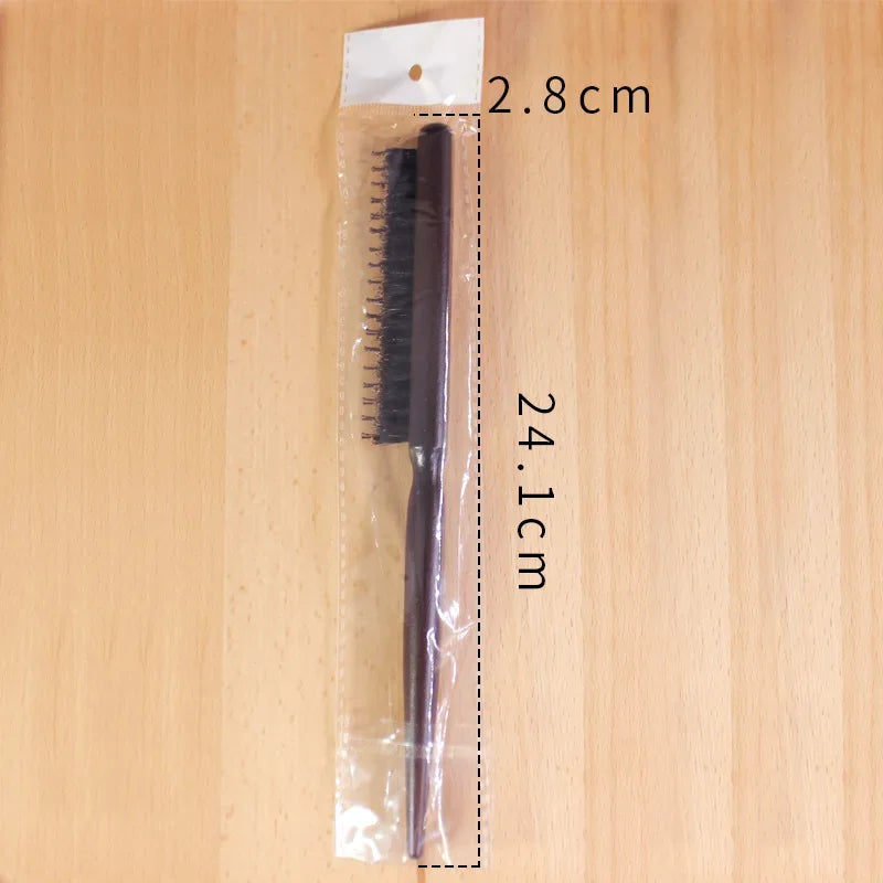 3-Row Boar Bristle Hair Comb | Wood Handle Barber Styling Boar Bristle Hair Comb QXL Bristle Nylon Teeth