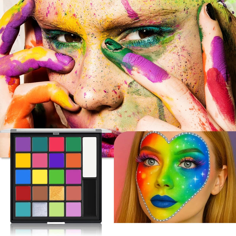 22-Color Face & Body Paint Palette | Halloween Cosplay Party Face & Body Paint QXL
