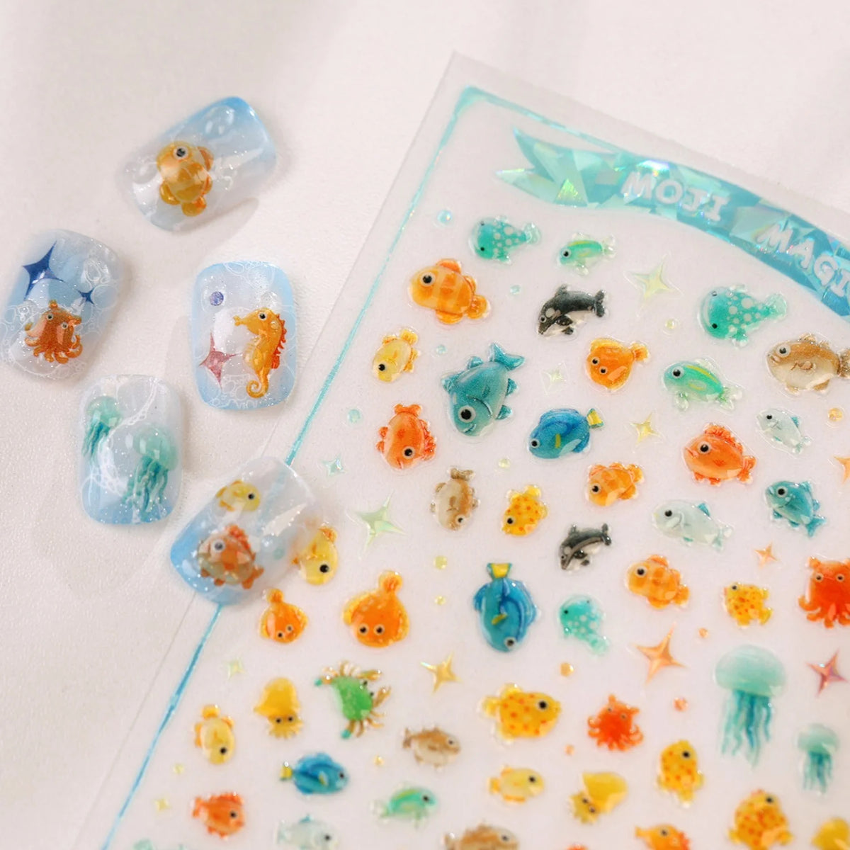 5D Underwater Nail Stickers | Ocean Fish Seahorse Decals Nail Art Stickers QXL