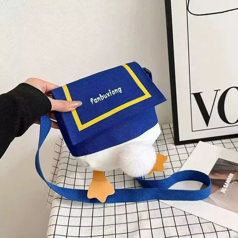 Duck Butt Canvas Crossbody Bag – Cute Shoulder Bag for Daily Use Canvas Crossbody Bag QXL