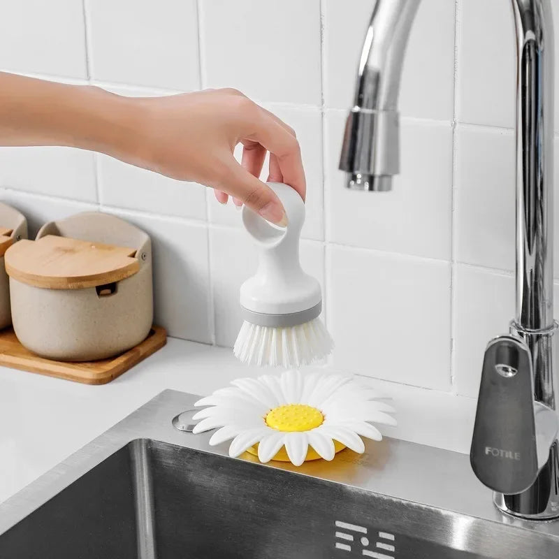 Flower Shaped Silicone Soap Dish | No-Drill Drain Holder Soap Dish QXL