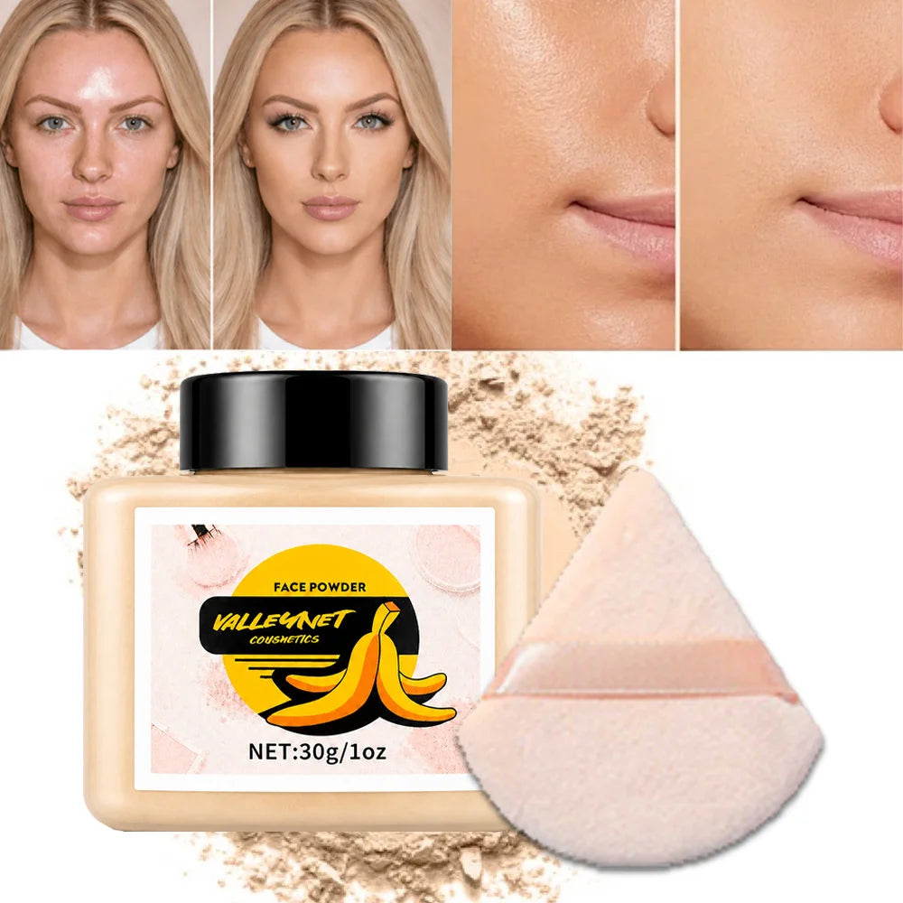 Matte Loose Setting Powder & Puff – Oil Control & Waterproof Loose Setting Powder QXL