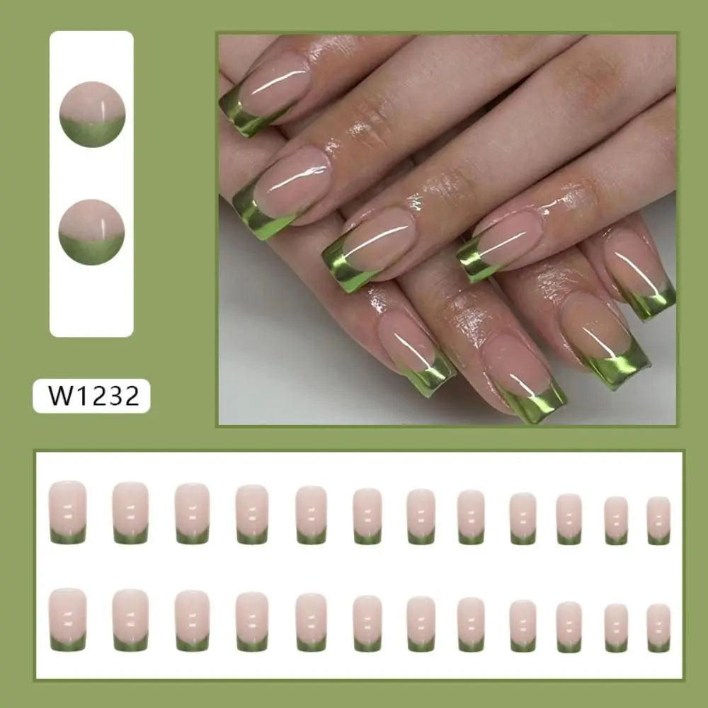 24-Pc Long Square Press-On Nails | Glitter Aurora Y2K Flowers Press-On False Nails QXL