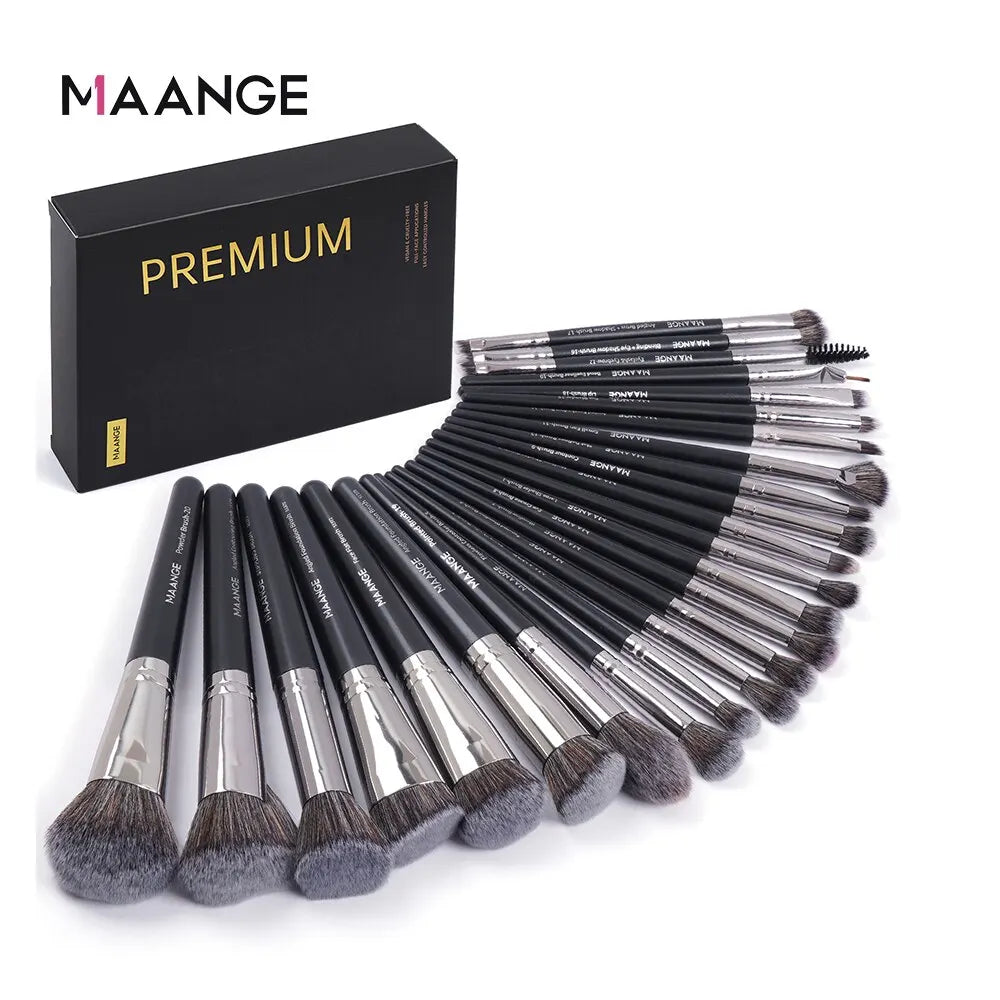 MAANGE 25-Pc Makeup Brush Set | Vegan Gift Box Kit Makeup Brush Set QXL