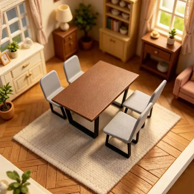 1:12 Miniature Dining Table & Chair Set | DIY Dollhouse Furniture Dollhouse Miniature Set QXL