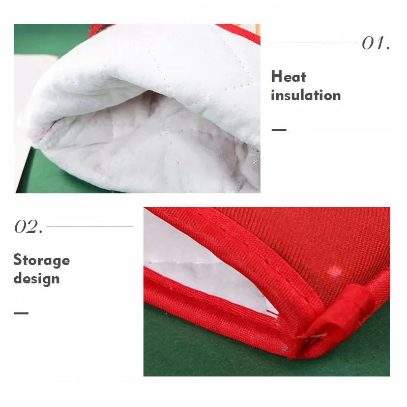 Christmas Oven Mitts & Potholder Set | Santa Snowman Deer Oven Mitt Set QXL