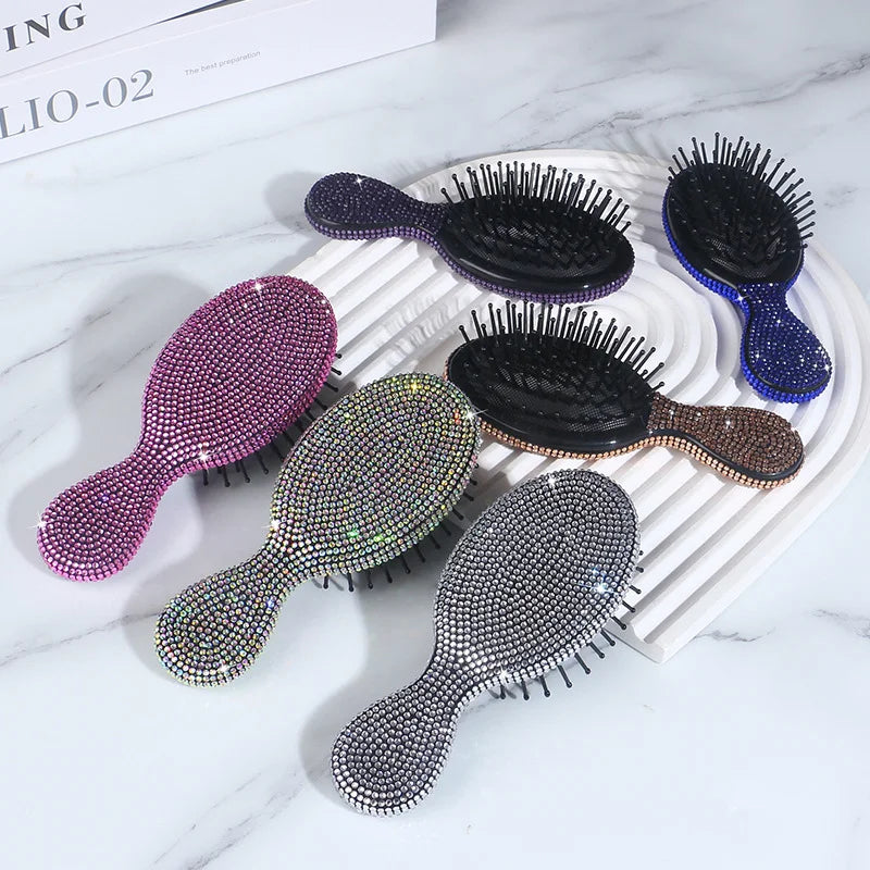 Diamond Rhinestone Folding Air Cushion Comb | Korean Style Folding Hair Comb QXL