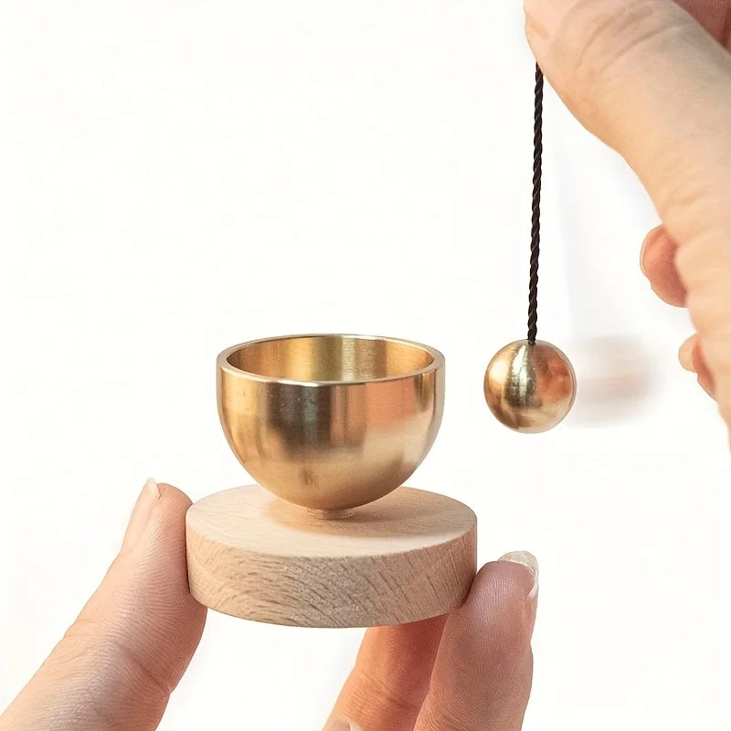Golden Copper Mini Singing Bowl Set | Yoga & Meditation Gift Singing Bowl Set QXL