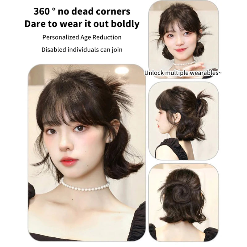 Synthetic Curly Hair Bun Clip – Elastic Scrunchy Ponytail Piece Hair Bun Clip QXL